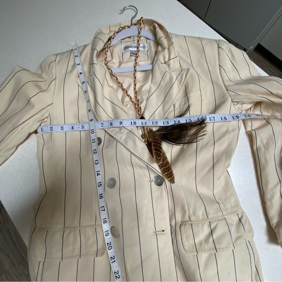 SILK double breasted pin stripe modern boho blazer w academia style - Picture 9 of 16